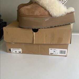 UGG Chestnut Suede Platform Slippers